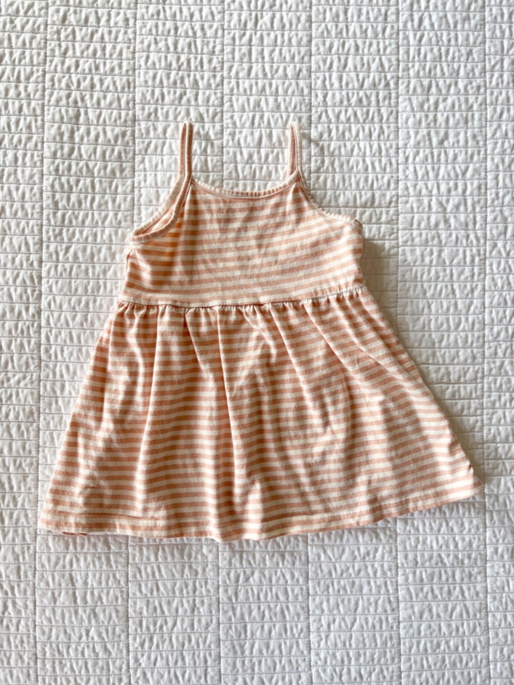 H&M Peach and White Striped Cotton Strappy Dress - Toddler Girls Size 2T